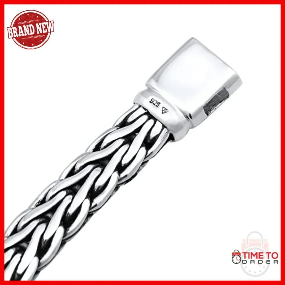 Sterling Silver Byzantine Link Bracelet for Men, Adjustable 8-9 Inch
